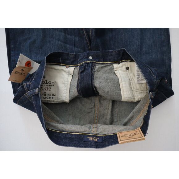 Polo Ralph Lauren Men's Sz 35x32 Dark Blue Varick Slim Straight Jeans - Picture 4 of 14